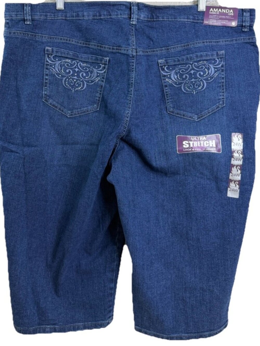 Gloria Vanderbilt Sz 24 (Actual 46x17) Amanda Capri Crop Bermuda Blue Jeans NWT